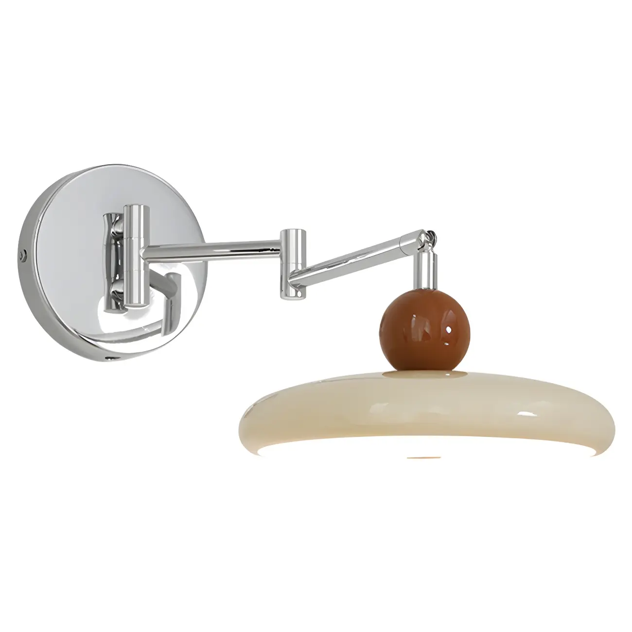 Modern Beige Circle Shade Sliver Swing Arm Wall Light