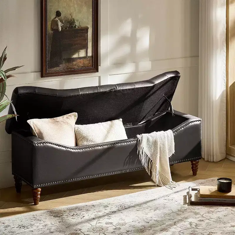 Wendy Traditional Bench with Button-tufted|HULALA HOME-BROWN