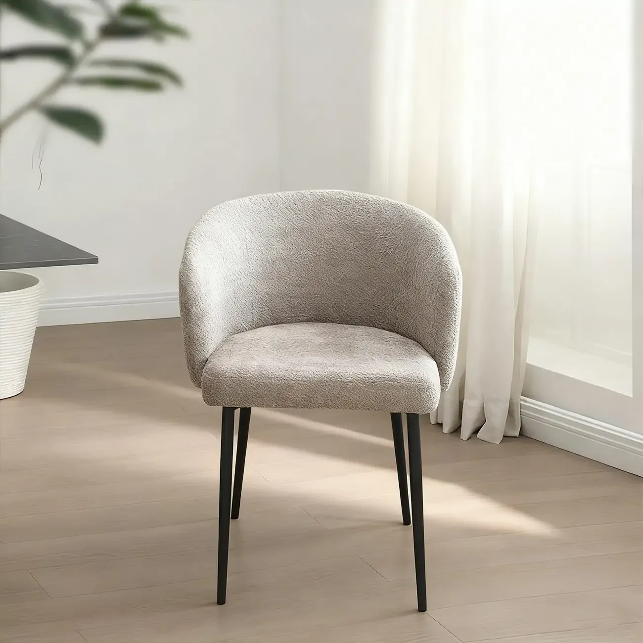 Modern Chenille Upholstered  Metal Leg Dining Chair
