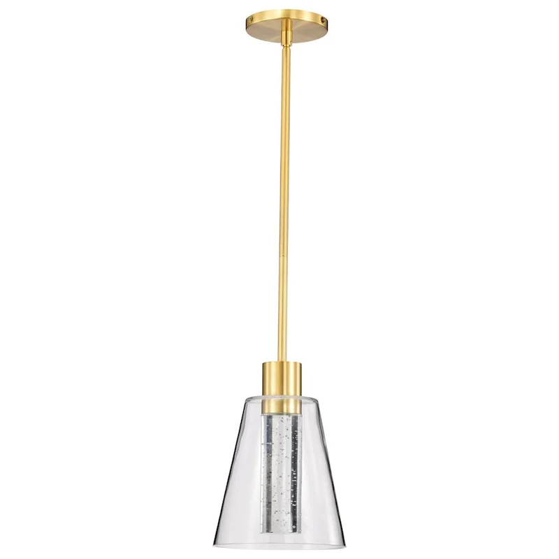 Aura 7 Inch LED Pendant Brushed Brass K9 Bubble Crystal 3000K CCT - Brushed Brass