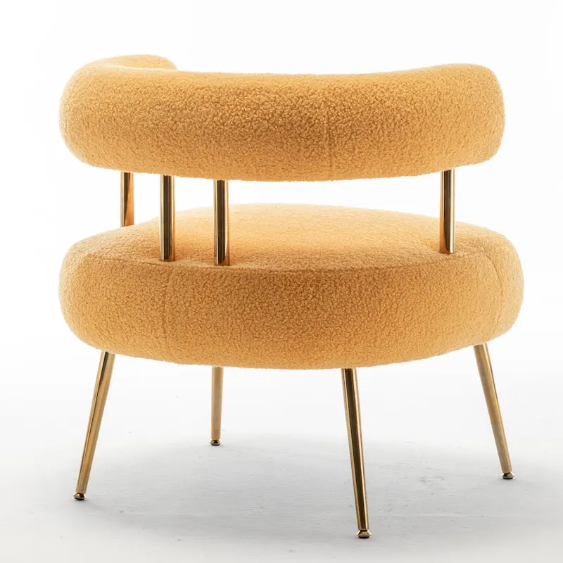 Modern Glam Upholstered Comfy Open-Back Accent Vanity Chair with Golden Legs