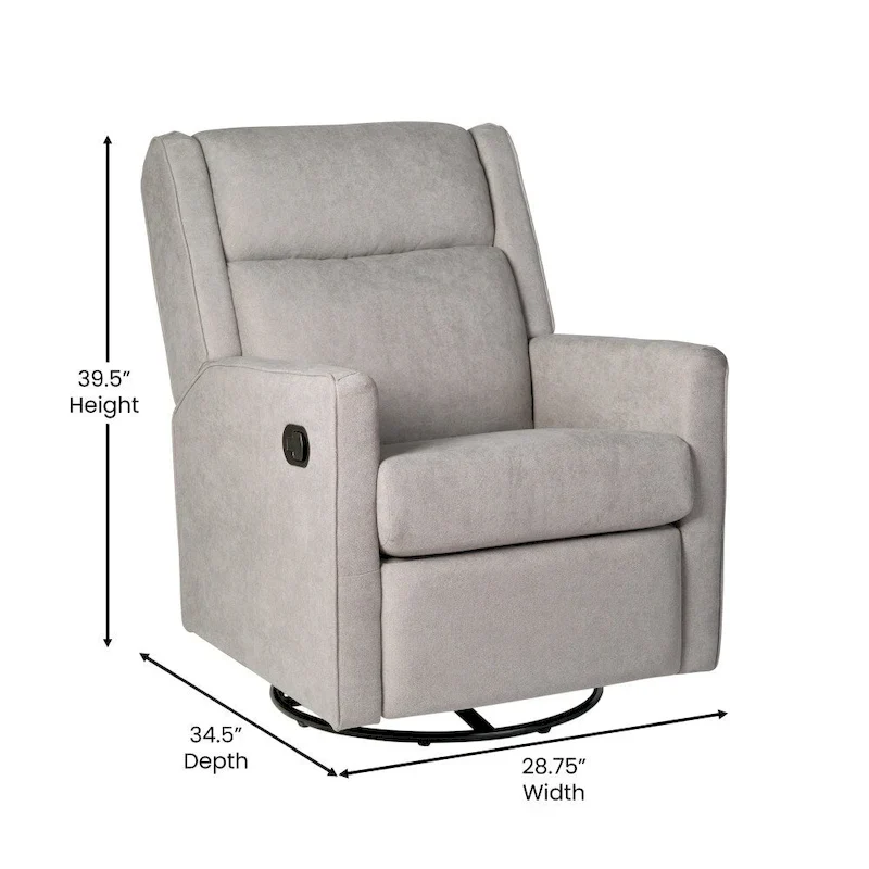 Classic Upholstered Manual Recline Rocking Swivel Glider Chair
