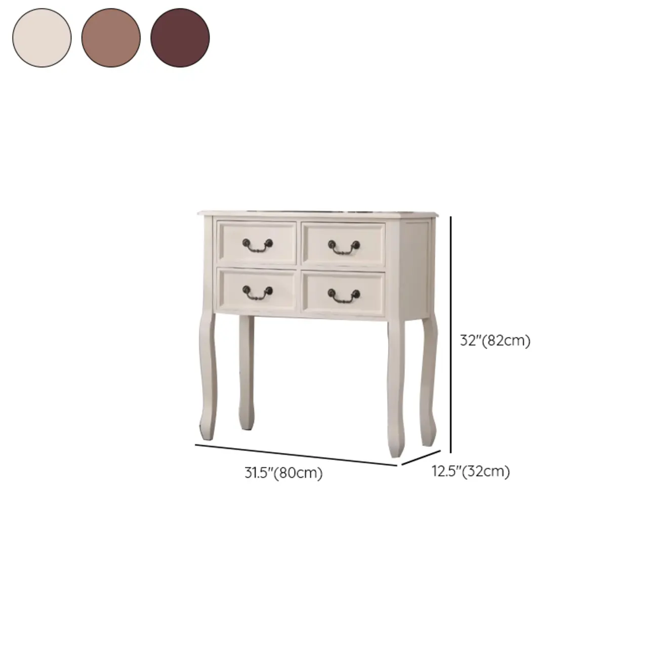 Rectangular Dark Walnut Console Table with Drawers