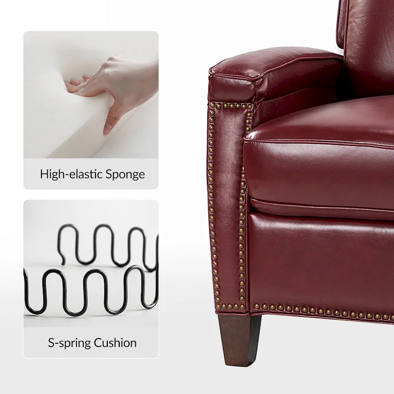 Gaspar Mid-Century Modern Pushback Recliner with Nailhead Trim by HULALA HOME