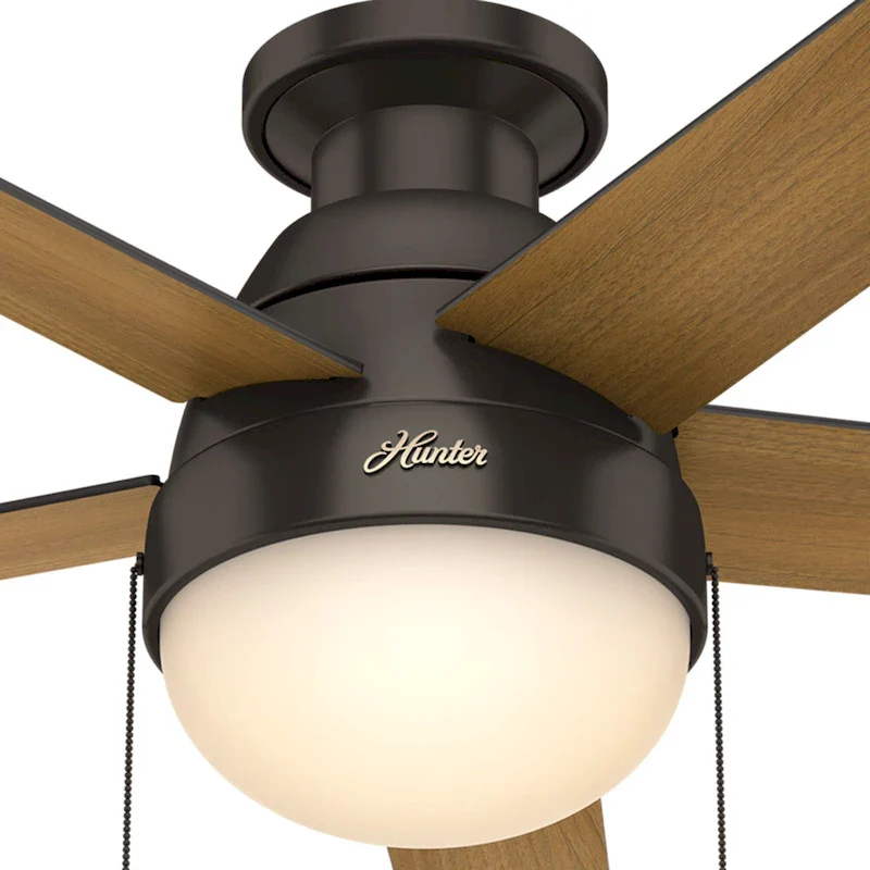 Hunter 46  Anslee Low Profile Ceiling Fan with LED Light Kit and Pull Chain - Silver