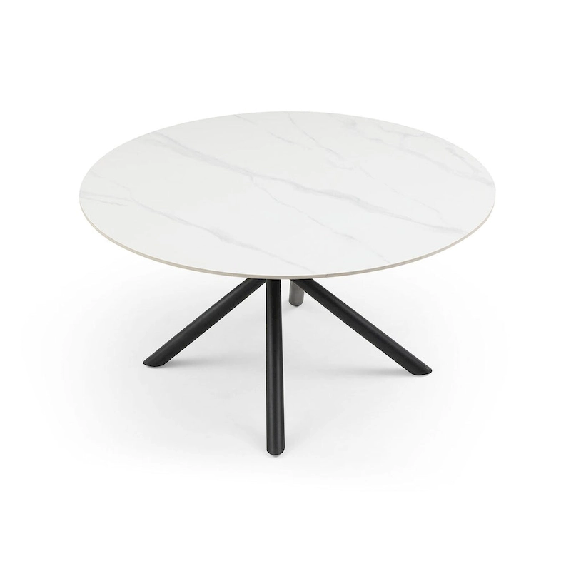 Modern Glam Marble Round Dining Table with Metal Cross Legs