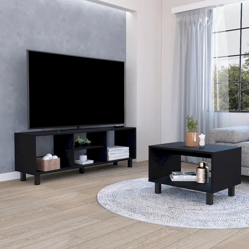 2-Piece Living Room Set with TV Stand and Coffee Table