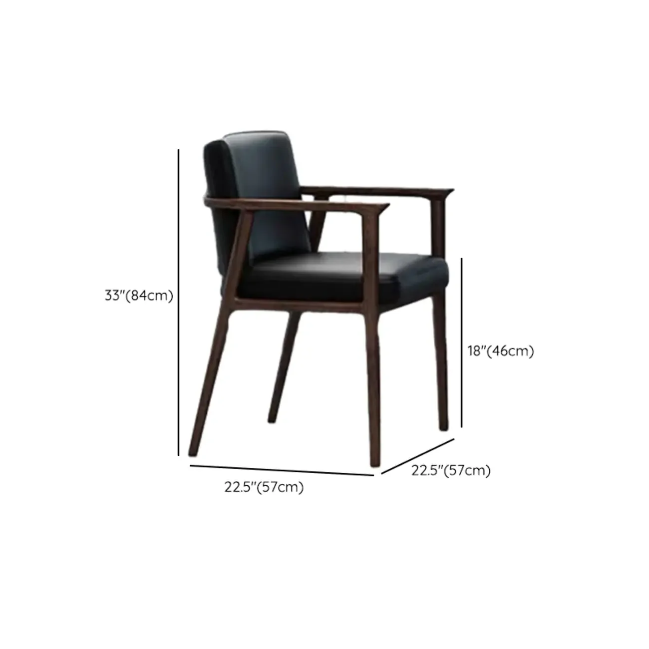 Modern Upholstered Dining Chair Square Shape with Wood Arms
