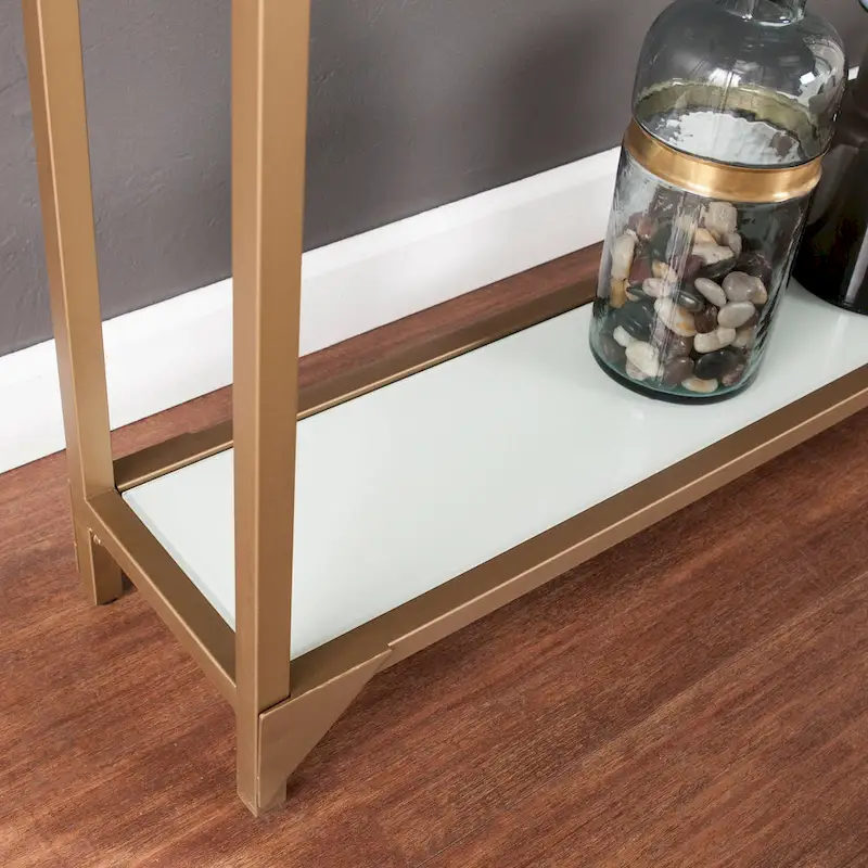 Furniture  Narrow Console Table with Glass Shelf Display