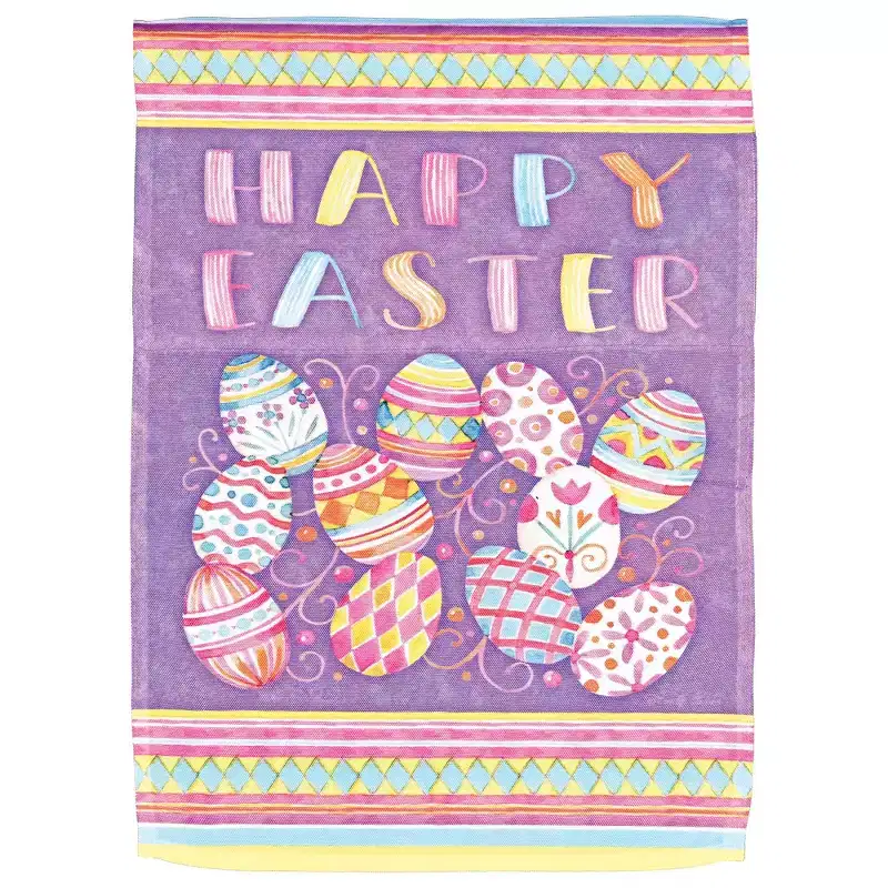 Dicksons Magnolia Garden Happy Easter Eggs Pastel Purple 44 x 30 Polyester Outdoor Garden Flag