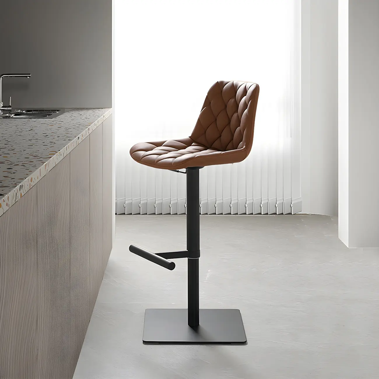 Modern Low Back Cushioned Swivel Adjustable Bar Stool