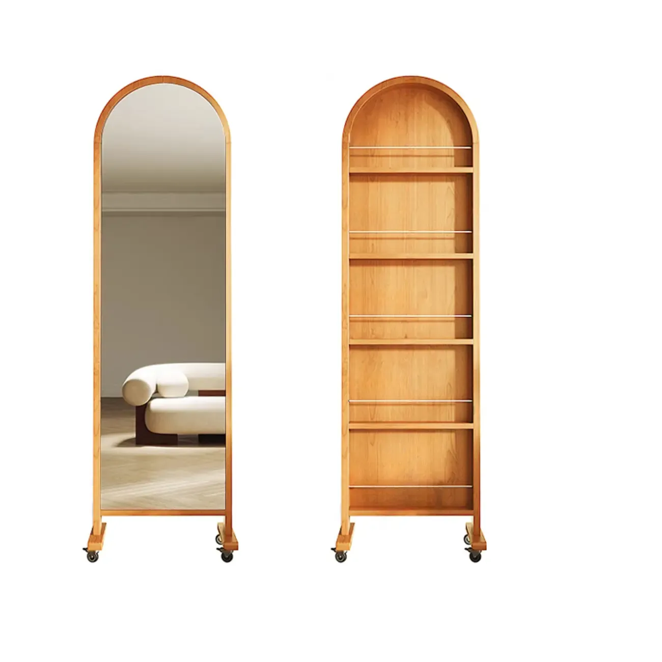 Modern Oak Wood Vertical Closed Back Bookcase