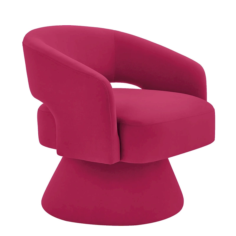 Modern Swivel Barrel Chair, Upholstered Velvet Round Accent Chairs,360 Degree Comfy Swivel Chair with Open Backrest