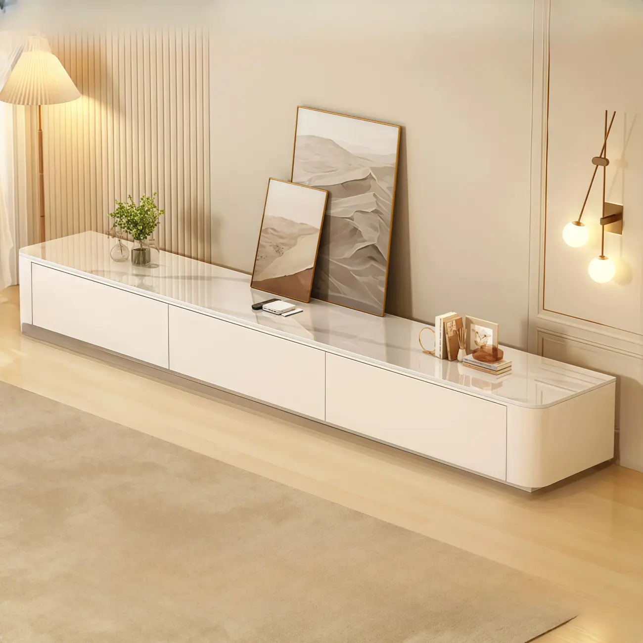 63 Sintered Stone Top Long TV Stand with Cable Management