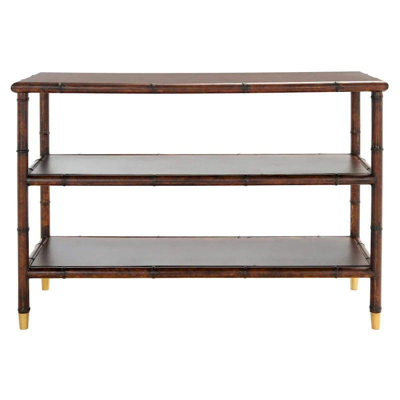 SAFAVIEH Francina Dark Brown/ Gold 2-Shelf Console Table - 42  W x 15.8  L x 29  H - 42Wx16Dx29H