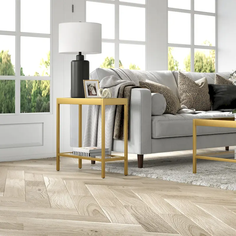 Bronze Rectangular Glass Side Table 24 Inch