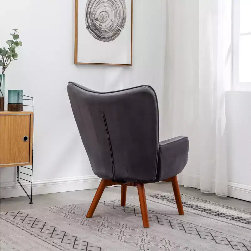 TUYOHW Modern Accent Chair and Ottoman Set with Velvet Tufted & Arm Lounge Chair with Solid Wood Legs Reading Chair for Living Room, Bedroom