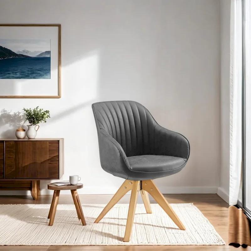Art Leon Modern Wood Swivel Chair with Oak Legs
