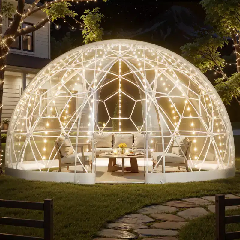 VEVOR Garden Dome Tent, 15 x 9.5 ft Outdoor Clear Bubble Tent for 10-14 Person, Weatherproof Geodesic Dome Greenhouse with Window, Transparent