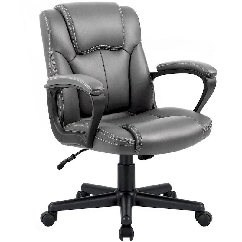 Homall Brown Executive Chair High-Level PU Leather Thick Padded Ergonomic Chair Mid Back Office and Commercial Chair