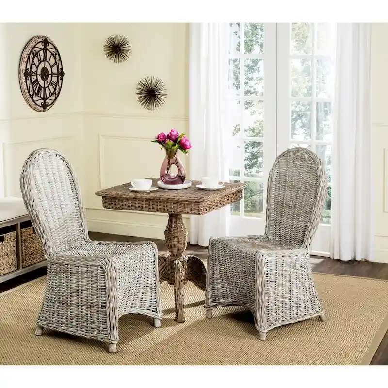 Manolica White Washed Dining Chair - 19.5 x 26 x 40.5