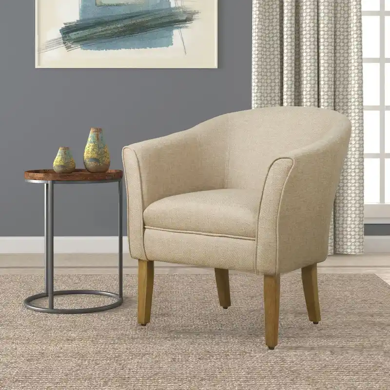 Upholstered Barrel Accent Chair, Multi-Color, Single Seat
