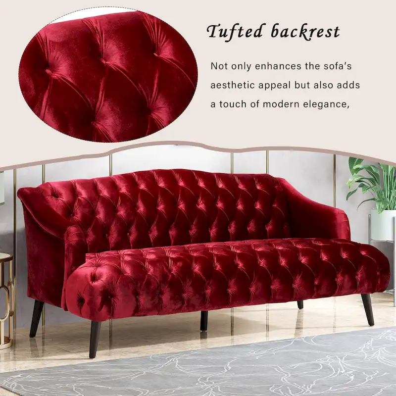 Adelia Modern Glam Tufted Velvet Sofa by Christopher Knight Home
