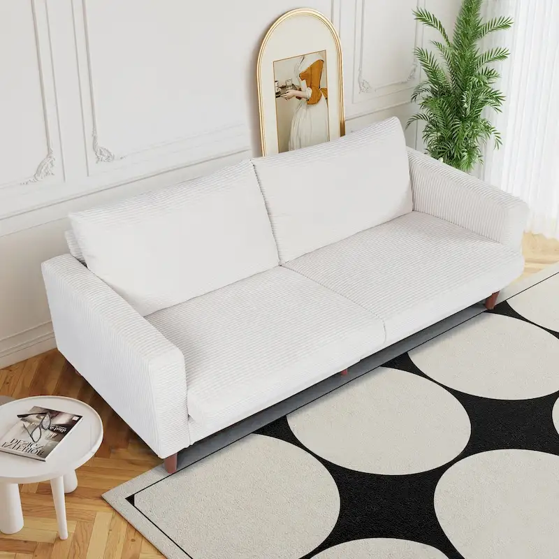 2-Seater Corduroy Loveseat Sofa with Adjustable Backrest