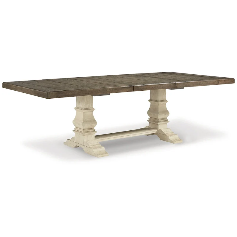 Signature Design by Ashley Bolanburg Brown / Antique White Extension Dining Table - 48W x 103.25D x 28.25H