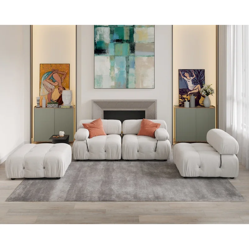 L-shape Velvet Modern Sectional Sofa Soft Couch