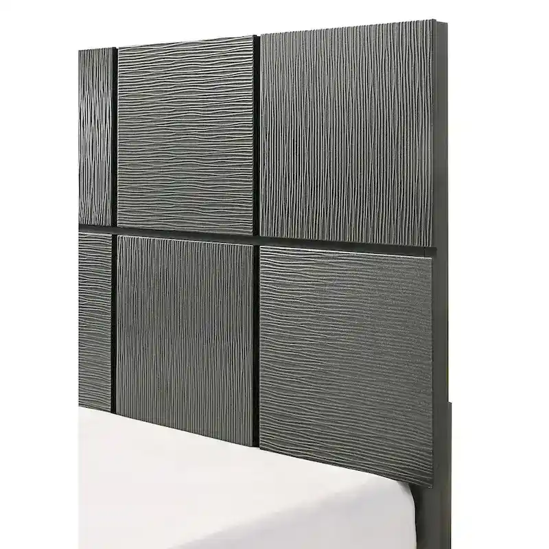 Sim 3 Piece Gunmetal Gray Panel Bedroom Set