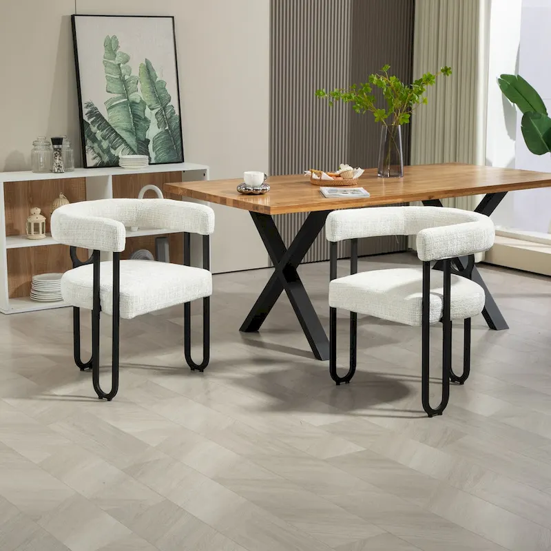 Chenille/Leather Upholstered Contemporary Designed Side Dining Chairsset of 2