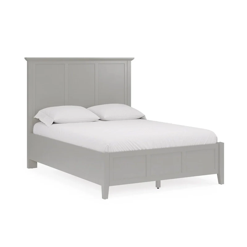 Fritz King Size Bed, Three Panel Design, Beveled Top, Gray Solid Wood