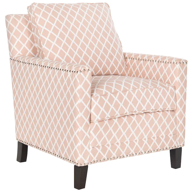 Kylee Peach Pink/ White Polyester Fabric Club Chair - 28.5  x 31.9  x 38.2  - 29Wx32Dx38H