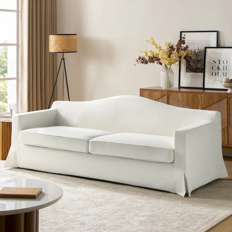Antonio Transitional 83.5 Slipcovered Sofa with Curved Back by HULALA HOME