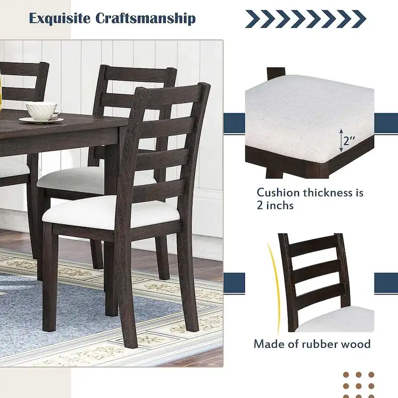 6-Piece Dining Room Table Set with 4 Chairs & a Bench