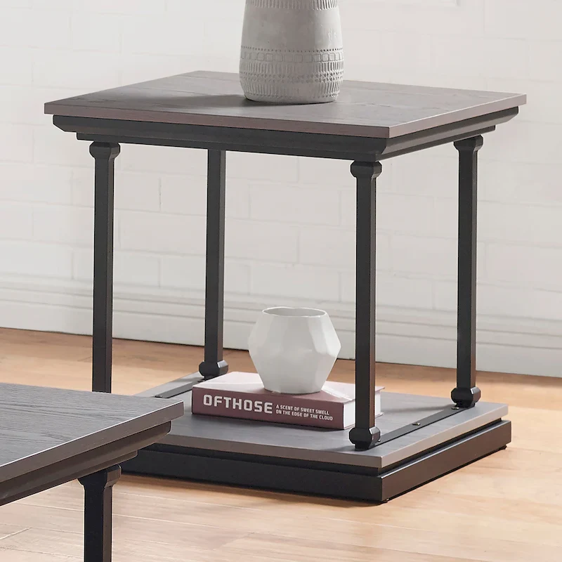 Antique / Dark Oak Transitional 1-Shelf Square End Table – 4 Colors