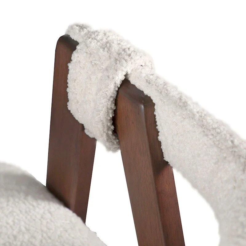 Furniture of America Shaw Mid-century Boucle Wood Dining Chairs (Set of 2)