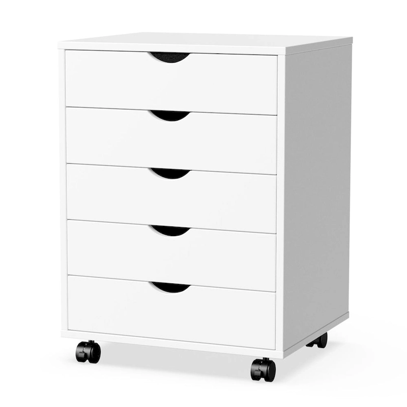 Wood Mobile 5-Drawer File Cabinet