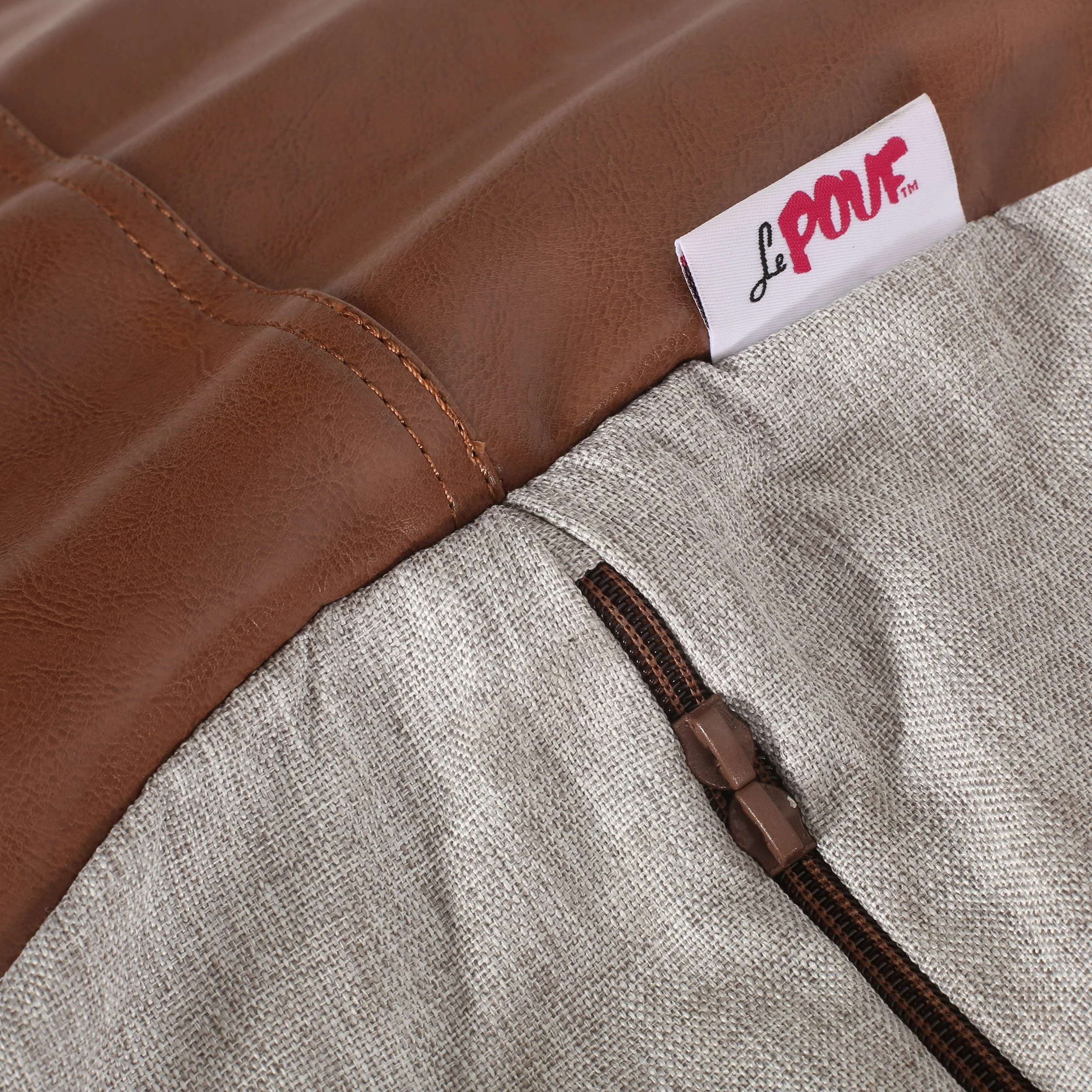 Modern 5 Foot Two Toned Fabric and Faux Leather Bean Bag - NH098413