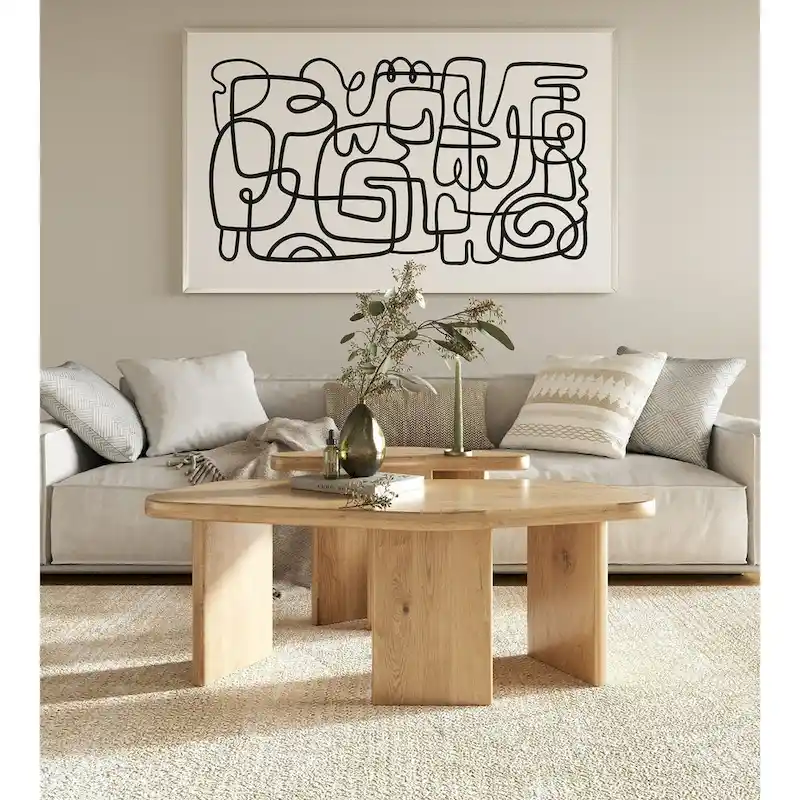 Modern Natural Wood Coffee Table Set