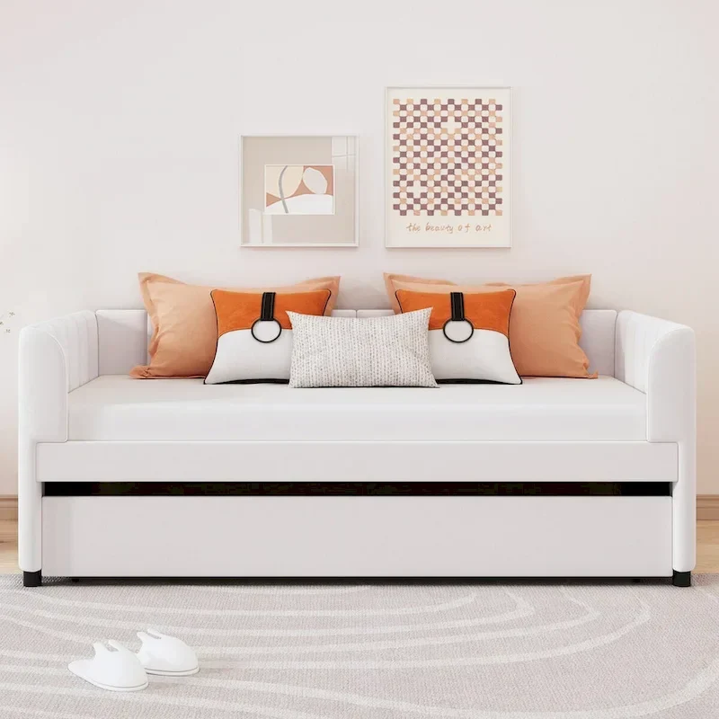 Twin Size Upholstered Daybed with Trundle