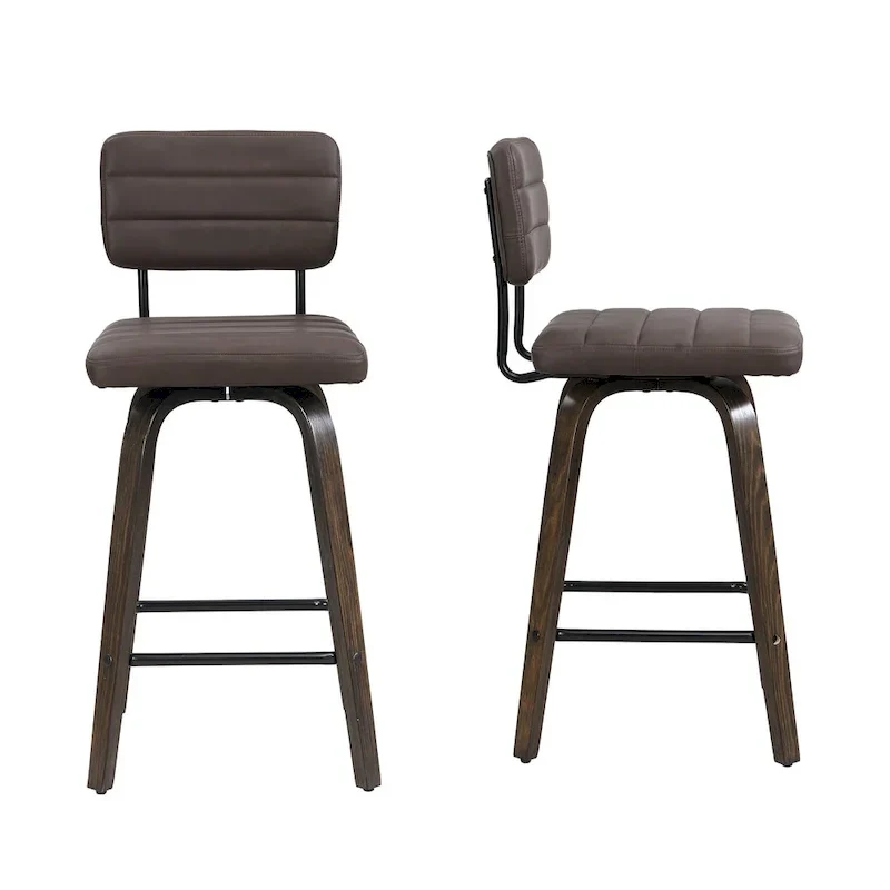 Swivel Counter Height Bar Stool with PU Leather Seat