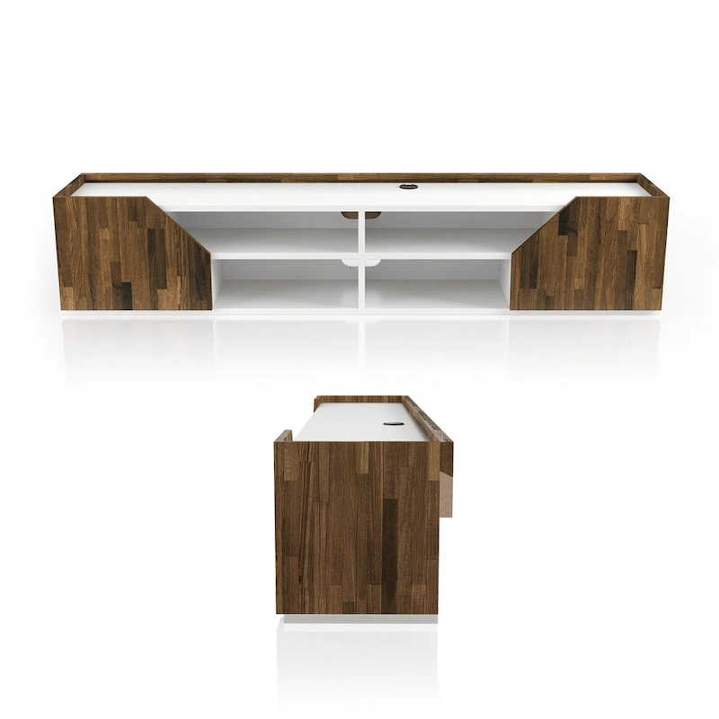 DH BASIC Transitional White 61-inch Two-tone 4-Shelf Floating TV Stand by Denhour