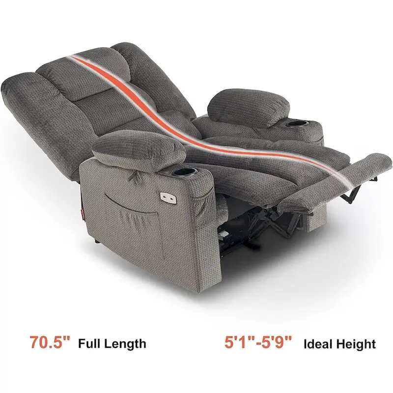 MCombo Electric Power Recliner Chair with Heat and Massage, Fabric 6079/PR670