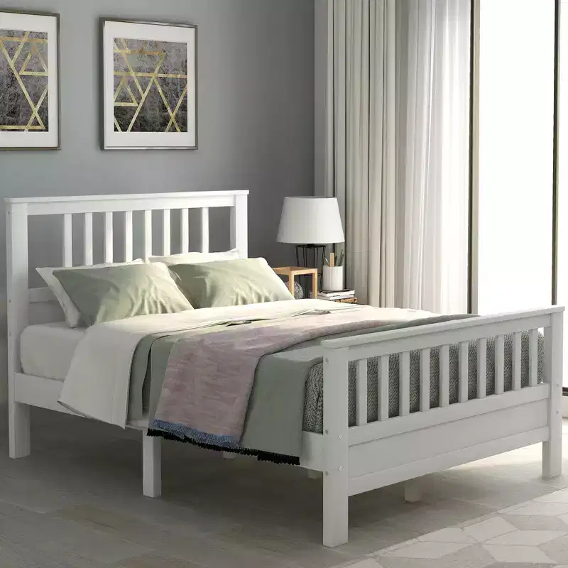 FAMYYT Full Size Wood Platform Bed?With Headboard and Footboard, Easy Assembly, White