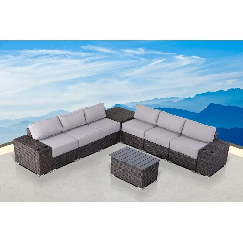 Wicker/Rattan 6 - Person Seating Group with Cushions