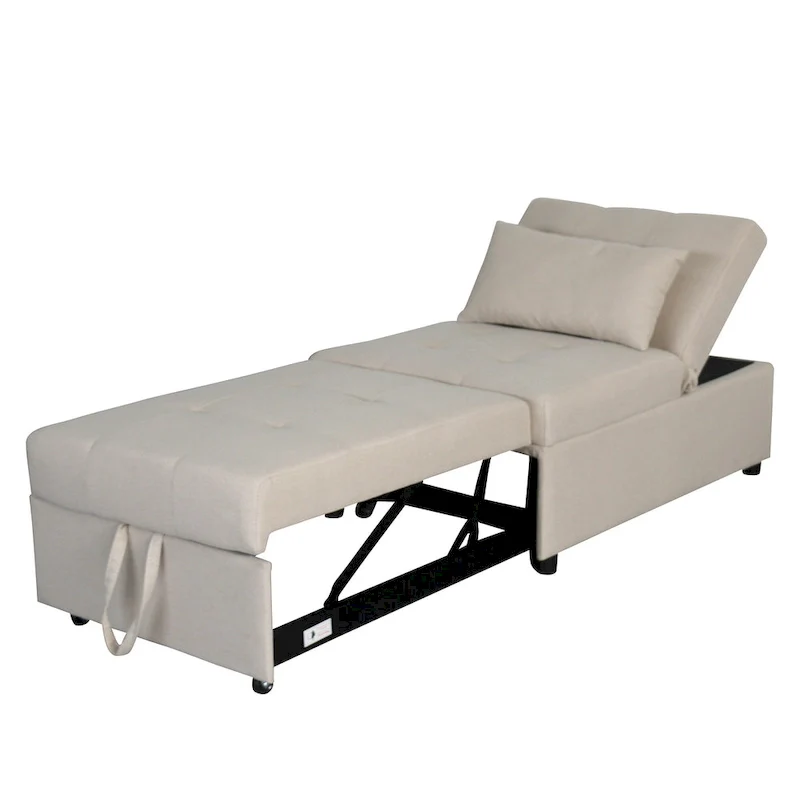 Multi-Functional Folding Ottoman Sofa Bed with Converts to Lounge Chair and Single Bed (264lb Capacity)