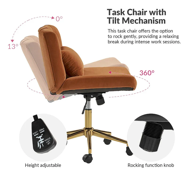 Ollie Modern Flannel Swivel Tilting Office Chair with Pillow by HULALA HOME