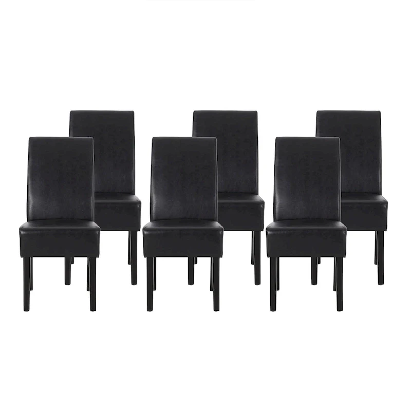 Button-Tufted Upholstered Dining Chairs, Set of 6, Mid-Century Modern Faux Leather